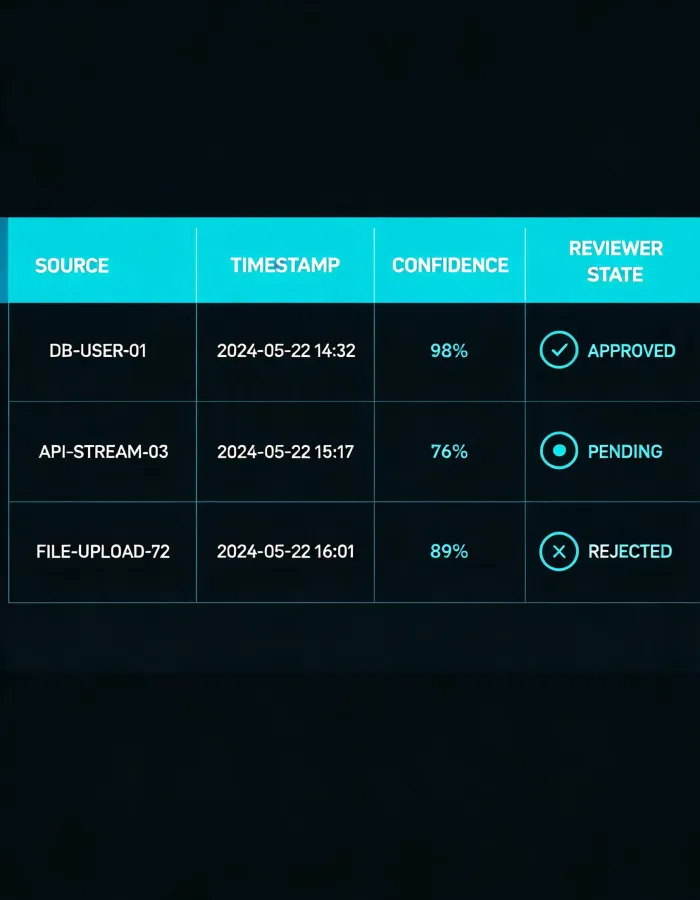 Field provenance matrix